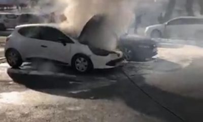 O mașină a luat foc într-o parcare din Grigorescu