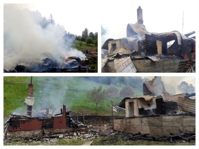 Focul a mistuit o casă în Băişoara