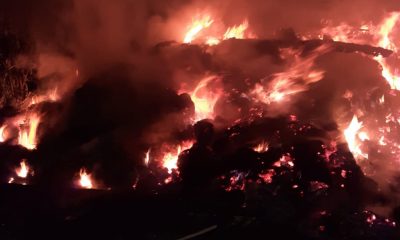 Un nou incendiu violent la Cluj. Au ars 1.000 de baloți de fân / Focul a fost pus intenționat