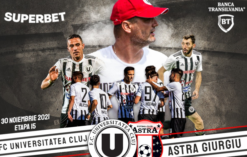 U Cluj va juca cu suporteri meciul cu Astra de marti, 30 noiembrie, pe Cluj Arena - E fain la Cluj!