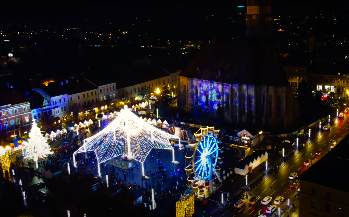 VIDEO DRONA. S-a deschis Targul de Craciun de la Cluj - E fain la Cluj!