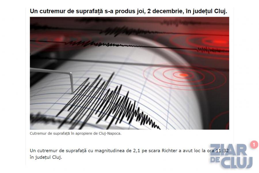 Cutremur de suprafață la Cluj