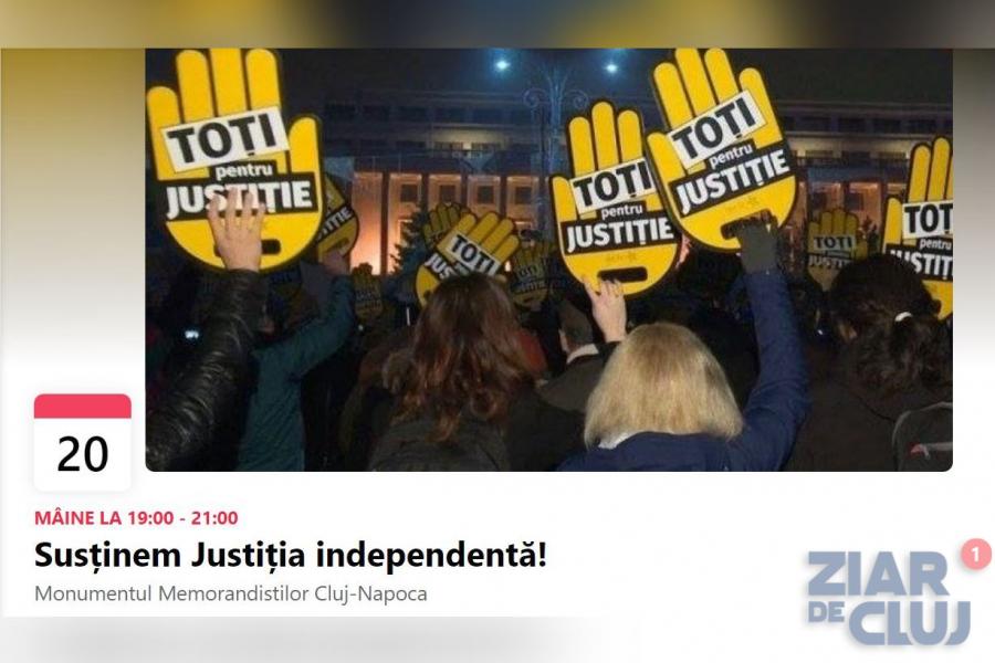 Marș de protest luni, la Cluj, pentru susținerea justiției independente