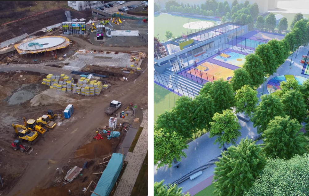 VIDEO DRONA. Care este stadiul de constructie al bazei sportive La Terenuri din Manastur - E fain la Cluj!