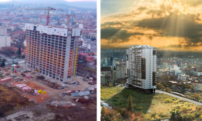 VIDEO DRONA. Cum arata constructia cladirii de 74 metri si 21 de etaje din centrul clujului - E fain la Cluj!