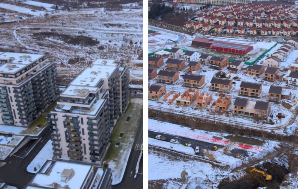 VIDEO DRONA. Cum arata casele si blocurile construite in cartierul Sopor - E fain la Cluj!