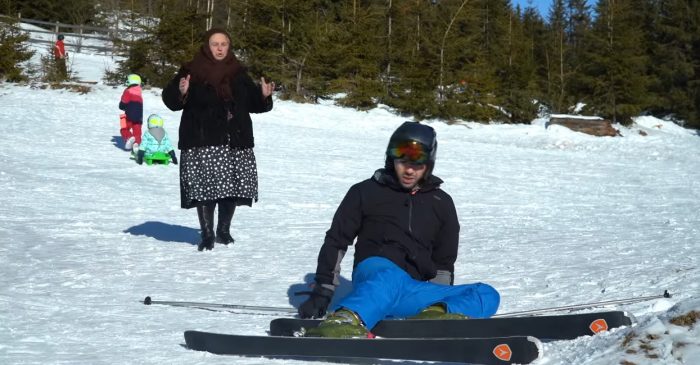 Video. Mircea Bravo și bunica Lenuța la ski