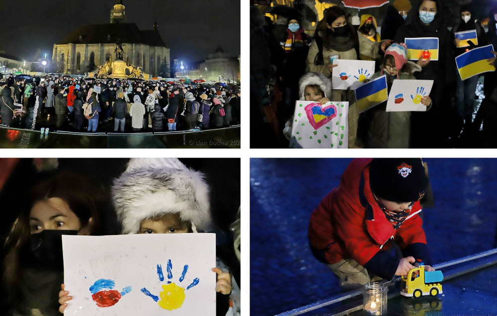 FOTO. Manifestatii de solidaritate cu Ucraina in Piata Unirii din Cluj-Napoca - E fain la Cluj!