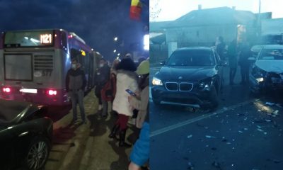 (Foto) Accidente în lanț în Florești. Autobuz CTP implicat. Trafic foarte aglomerat