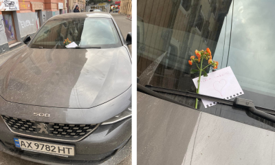 Clujenii pun flori si mesaje de solidaritate pe masinile refugiatilor ucrainieni veniti la Cluj - E fain la Cluj!