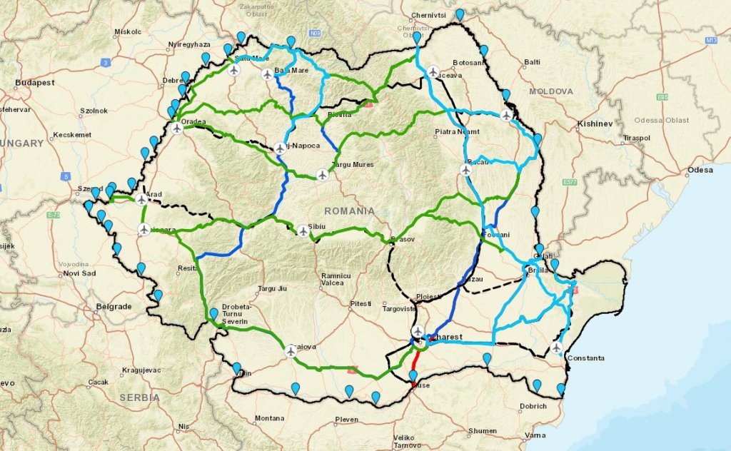 Harta interactivă cu rute de tranzit pentru refugiații ucraineni către Ungaria, Serbia și Bulgaria