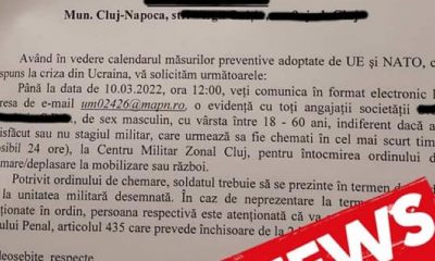 Ordine de mobilizare false la Cluj. Precizările MAPN