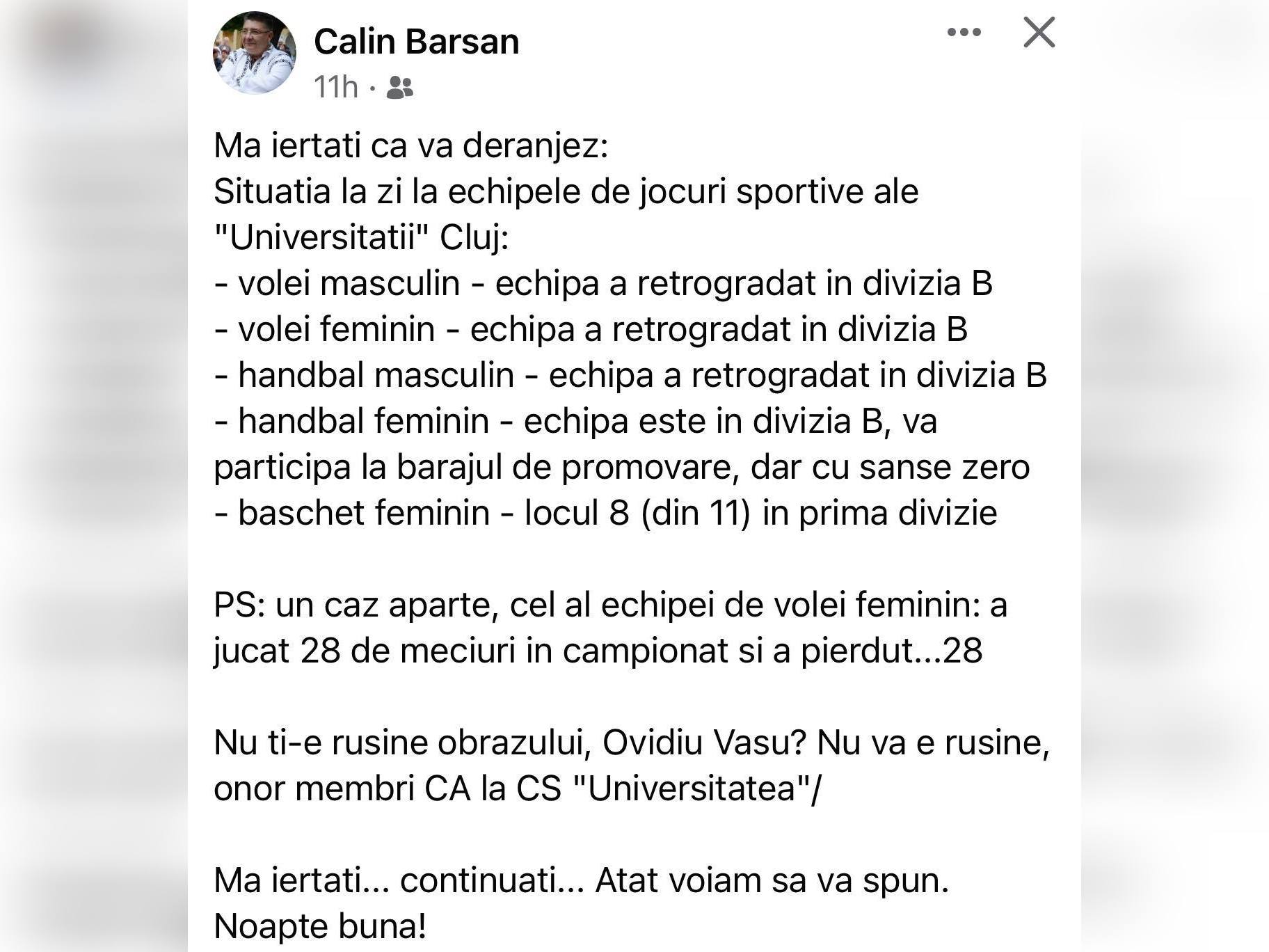 Unul dintre cei mai respectați fani U-iști, reacție după eșecurile pe linie: „Nu ți-e rușine obrazului, Ovidiu Vasu?” - ZiardeCluj.ro