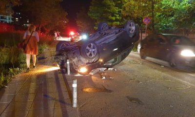 (Foto) Accident Cluj. Un șofer s-a răsturnat cu mașina. 3 persoane rănite 1