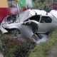 Accident Cluj: Mașină cuprinsă de flăcări după ce a ajuns într-un șanț