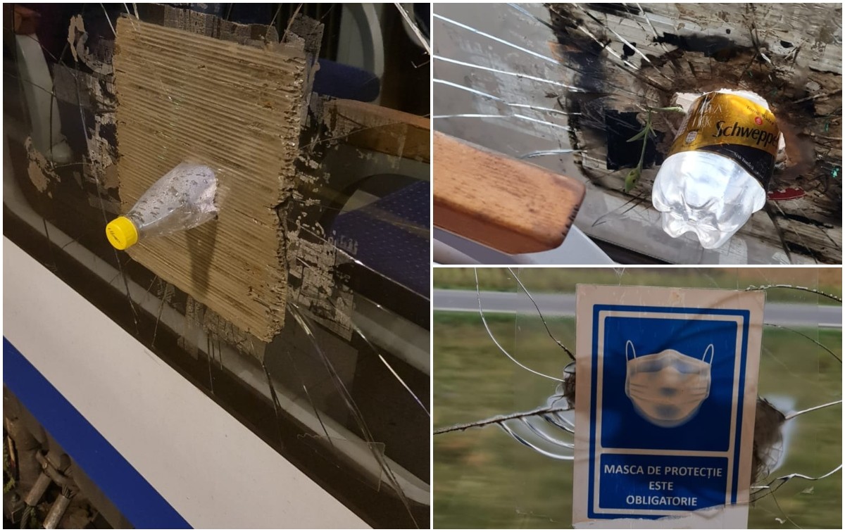 (Video) Trenul groazei, Cluj-Timişoara: „Cum să pui o sticlă de suc în geamul spart şi o bucată de carton, ca să îl repari?”