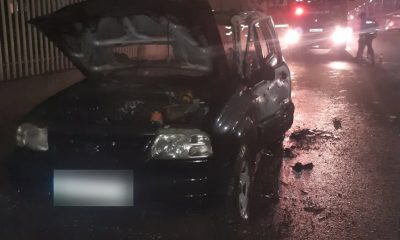 Cluj: O mașină a luat foc în trafic