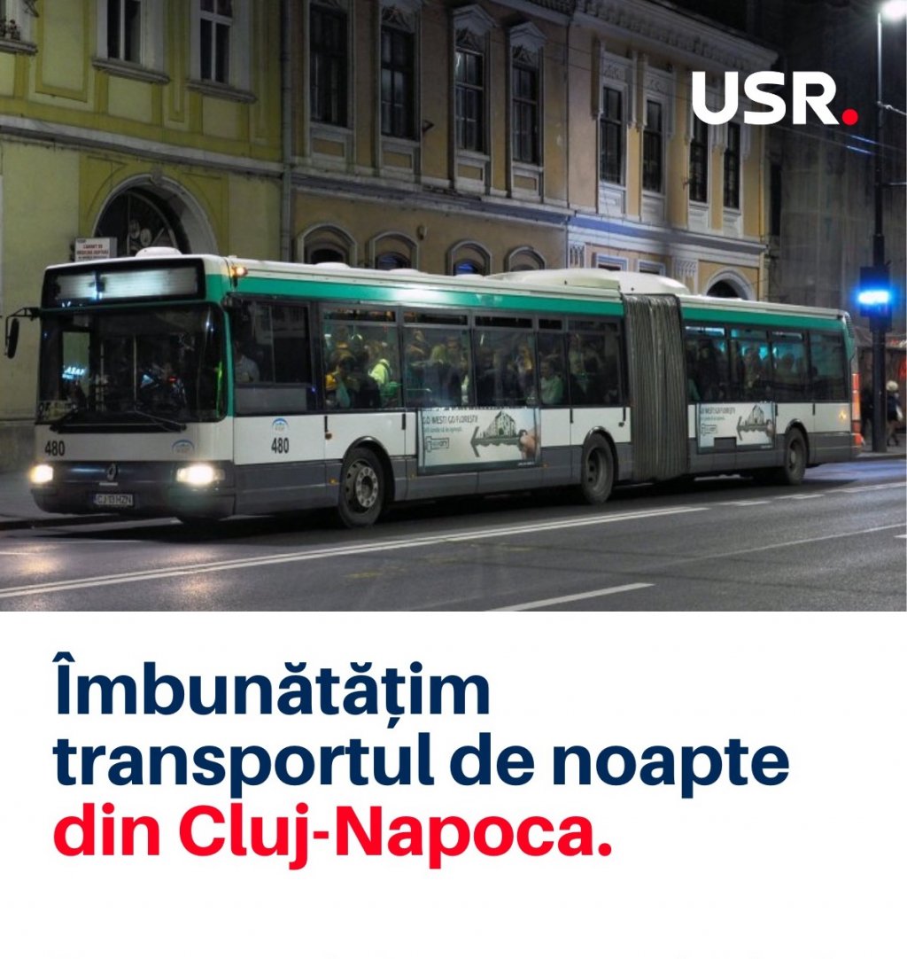 USR Cluj propune linii NOI de noapte, extinderea programului  și acceptarea abonametelor normale