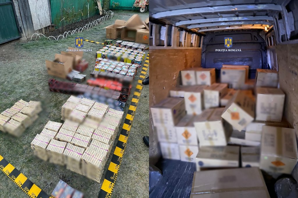 Peste 2.000 de kg de „petarde” și alte materiale pirotehnice în valoare de 162.000 mii lei au confiscat polițiștii clujeni