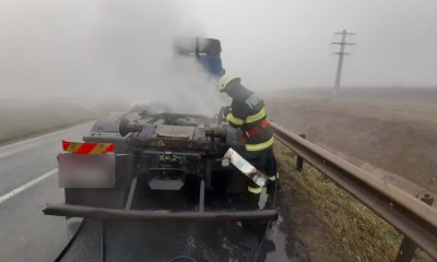 Autocamion în flăcări la Cluj