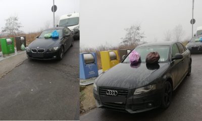 (Foto) Cluj: Mașini „decorate” după ce au blocat accesul celor de la salubritate
