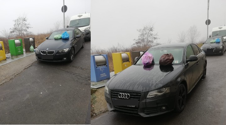 (Foto) Cluj: Mașini „decorate” după ce au blocat accesul celor de la salubritate