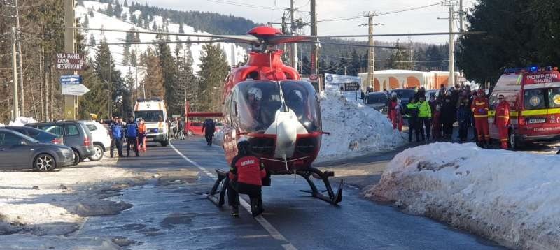 Accident pe pârtie. O tânără de 21 de ani a fost transportată cu elicopterul SMURD la spital