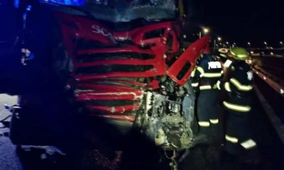 ACCIDENT cu două camioane pe Autostrada Sebeș - Turda. Pompierii au intervenit