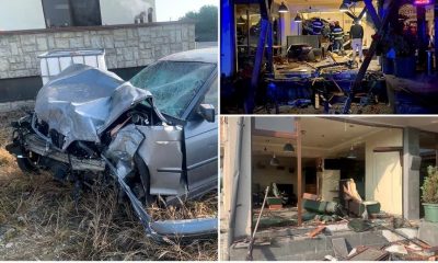 Cum a intrat BMW-ul în restaurantul Han Km 17 din Jucu. Șoferul de 19 ani a adormit la volan și a fost aproape să producă o tragedie 1