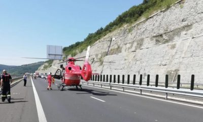 Bărbat din Cluj, rănit într-un accident pe autostrada A1. Elicopterul SMURD a intervenit