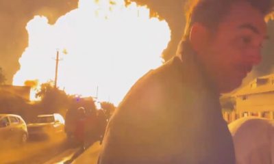 (Video) Momentul celei de-a doua explozii de la Crevedia. 39 de pompieri răniți. Potrivit unor surse, totul s-ar fi petrecut din cauza unui angajat care alimenta butelia GPL cu ţigara în mână, iar furtunul s-ar fi spart