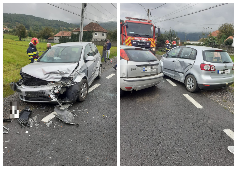 Accident în Negreni! O mașină a fost făcută PRAF în urma impactului violent - FOTO