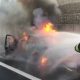 Autoturism cuprins de flăcări pe A1/Foto: ISU Hunedoara