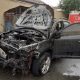 Mașina distrusă în incendiul din Gherla/ Foto: ISU Cluj