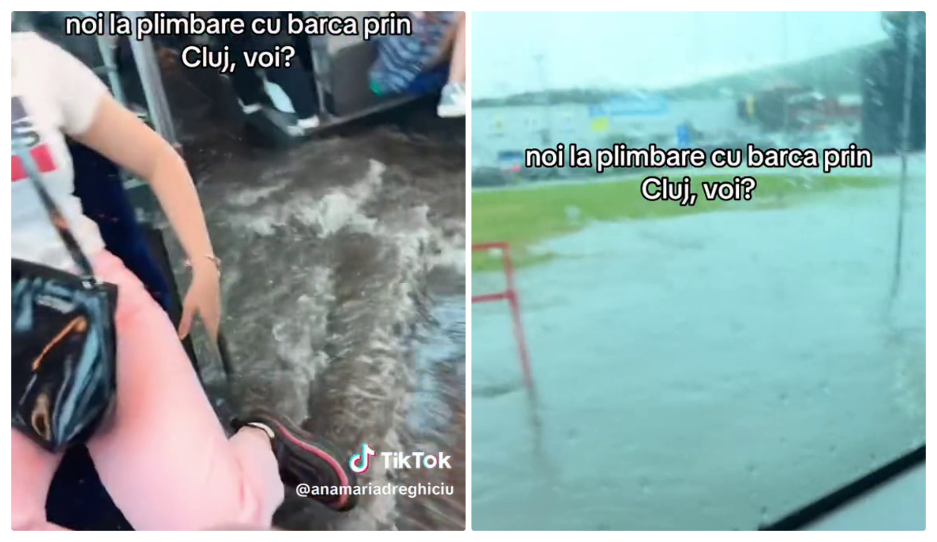 Iarăși a fost lac la VIVO Cluj, după ploaia de duminică! Apa a inundat autobuzele - VIDEO