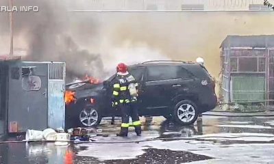 Un incendiu puternic a izbucnit, marți, într-un garaj de pe strada Plopilor din municipiul Gherla/ Foto: gherlainfo.ro
