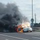 Mașină în flăcări pe o autostradă din Ungaria/Foto: szekelyhon.ro