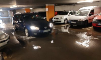 Parcarea Primăriei Cluj-Napoca, inundată / Foto: monitorulcj.ro