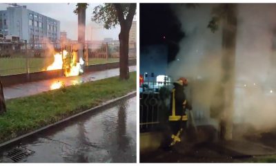 Un tablou electric de pe Bulevardul Muncii a ars ca o torță - VIDEO