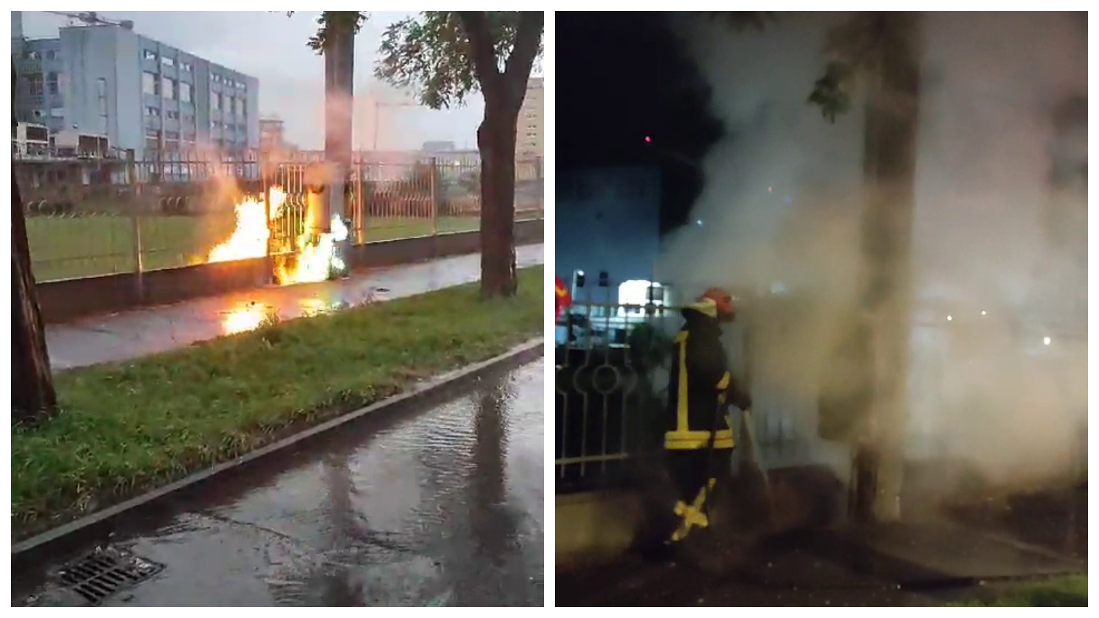 Un tablou electric de pe Bulevardul Muncii a ars ca o torță - VIDEO