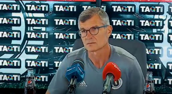 Neluțu Sabău, declarații în conferina de presă,  înainte de partida cu Poli Iași/Foto: FC Universitatea Cluj