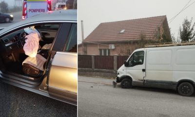 Accident între o autoutilitată și o mașină în Dej - 3 octombrie 2023 / Foto: ISU Cluj
