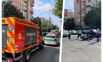 Cluj: Accident pe strada Nicolae Titulescu! O motocicletă a fost făcută praf în urma unei ciocniri cu un autoturism - FOTO