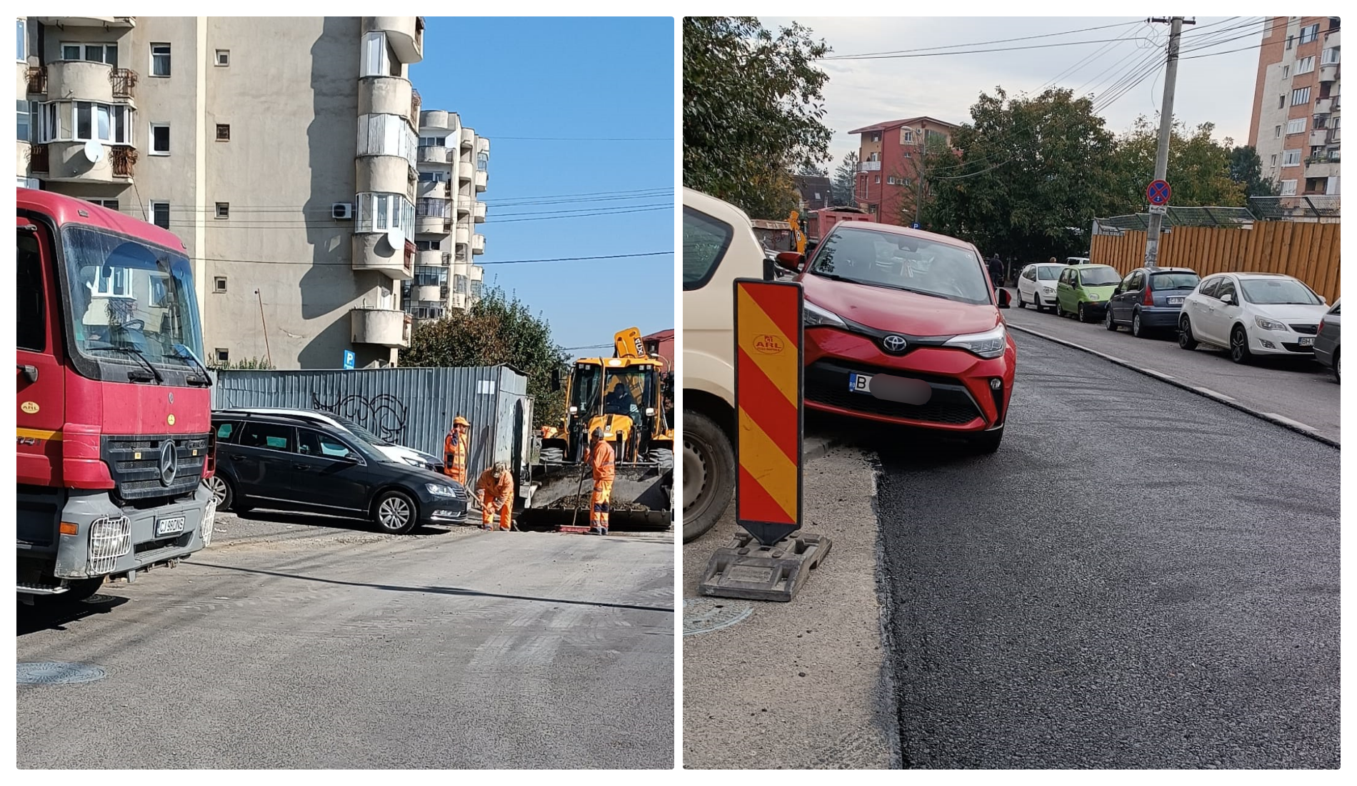 Două mașini parcate blochează lucrările Electrica din Mănăștur - FOTO