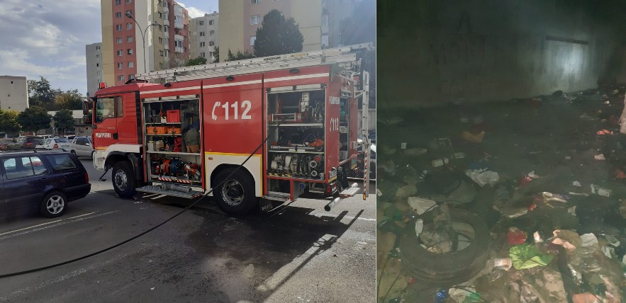 Incendiu la un bloc din Mănăștur / Foto: ISU Cluj