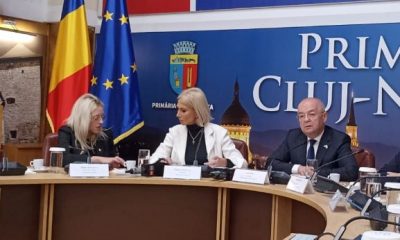 Ministrul Culturii, Raluca Turcan, în conferință de presă la Primăria Cluj-Napoca, alături de primarul Emil Boc/Foto: monitorulcj.ro