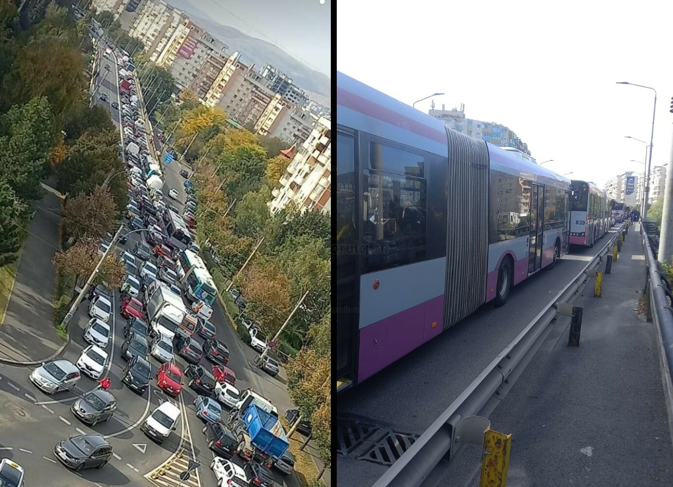 Trafic foarte aglomerat pe Calea Florești / Foto 1: Info Trafic Cluj-Napoca / Foto 2: monitorulcj.ro
