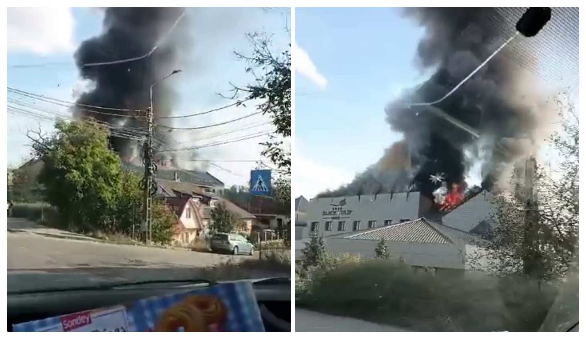VIDEO - Incendiu puternic la cel mai frumos hotel din Dej! Persoanele cazate au fost evacuate