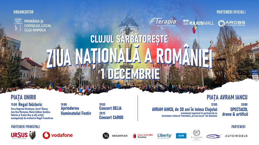Cluj-Napoca sărbătorește Ziua Națională a României. Programul zilei de 1 Decembrie (P)
