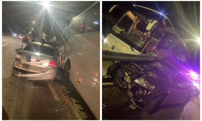 ACCIDENT între un autocar și două mașini, în Cluj! Trei persoane sunt consultate de medici